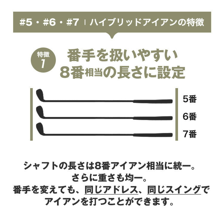 東邦ゴルフ ハイブリッド ワンレングスアイアン 6本セット ワンレングス 5番 6番 7番 + CNC A 8番 9番 PW ( ピッチングウェッジ )
