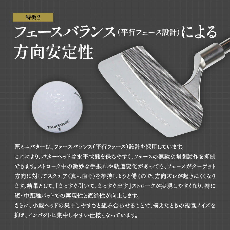 ゴルフクラブ パター 匠ミニパター 軟鉄鍛造 スピンコントロール ヘッド 小さい パター 軟鉄削出し 小型パター ALL CNC加工 SCパター要望 人気 golfclub 短尺 32インチ 姫路もの 軟鉄パター 短尺パター メンズ 東邦ゴルフ