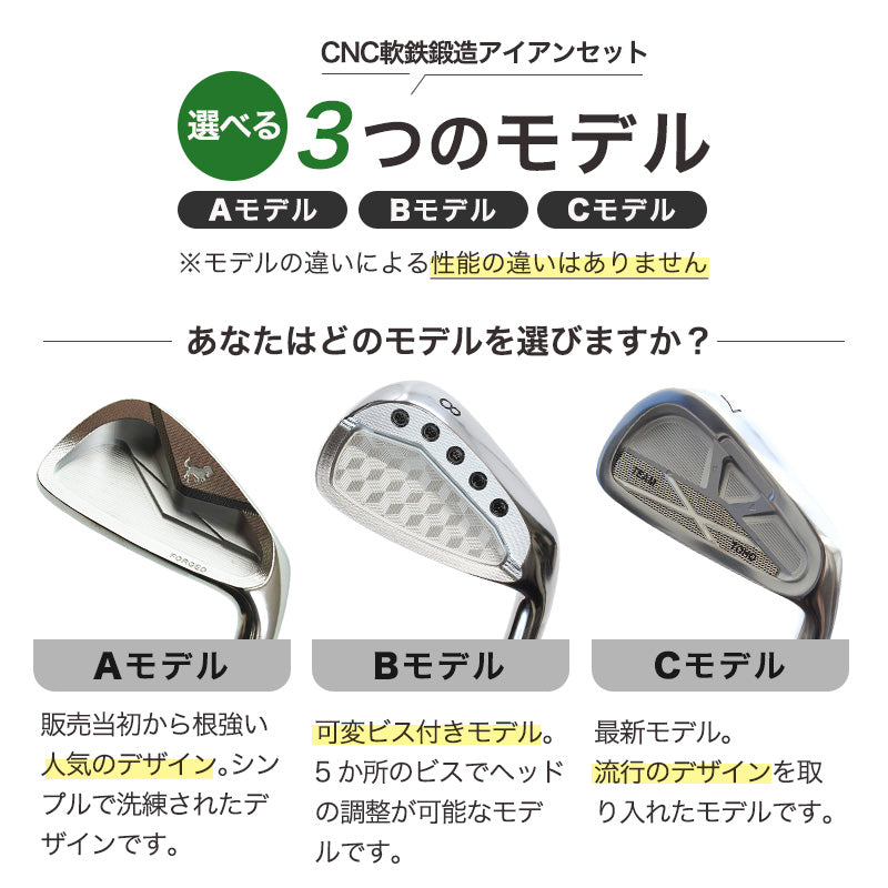 アイアンセット CNC 軟鉄鍛造 キャビティバック 6本セット 3タイプ ゴルフクラブセット TEAMTOHO <br>人気 打感とやさしさOK メンズ レディース Aモデル Bモデル 可変ビス付 Cモデル 地クラブ 国産 ゴルフクラブ 東邦ゴルフ 匠