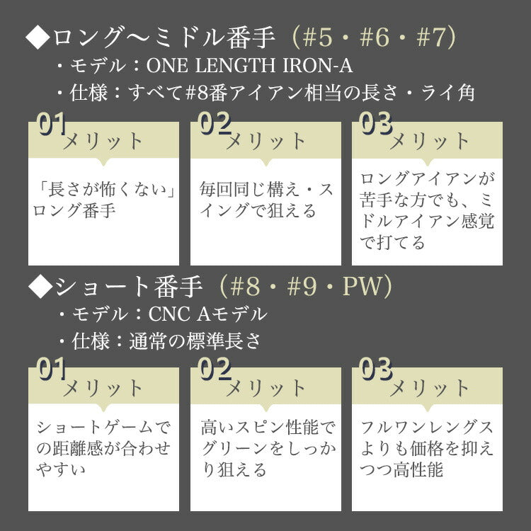 東邦ゴルフ ハイブリッド ワンレングスアイアン 6本セット ワンレングス 5番 6番 7番 ＋ CNC A 8番 9番 PW ( ピッチングウェッジ )