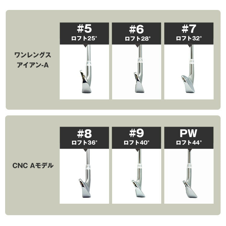 東邦ゴルフ ハイブリッド ワンレングスアイアン 6本セット ワンレングス 5番 6番 7番 ＋ CNC A 8番 9番 PW ( ピッチングウェッジ )